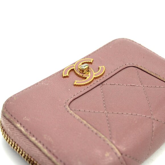 CHANEL Mademoiselle Caviar Quilted Leather Pink Card Holder Zip Around Wallet CC - Picture 3 of 10